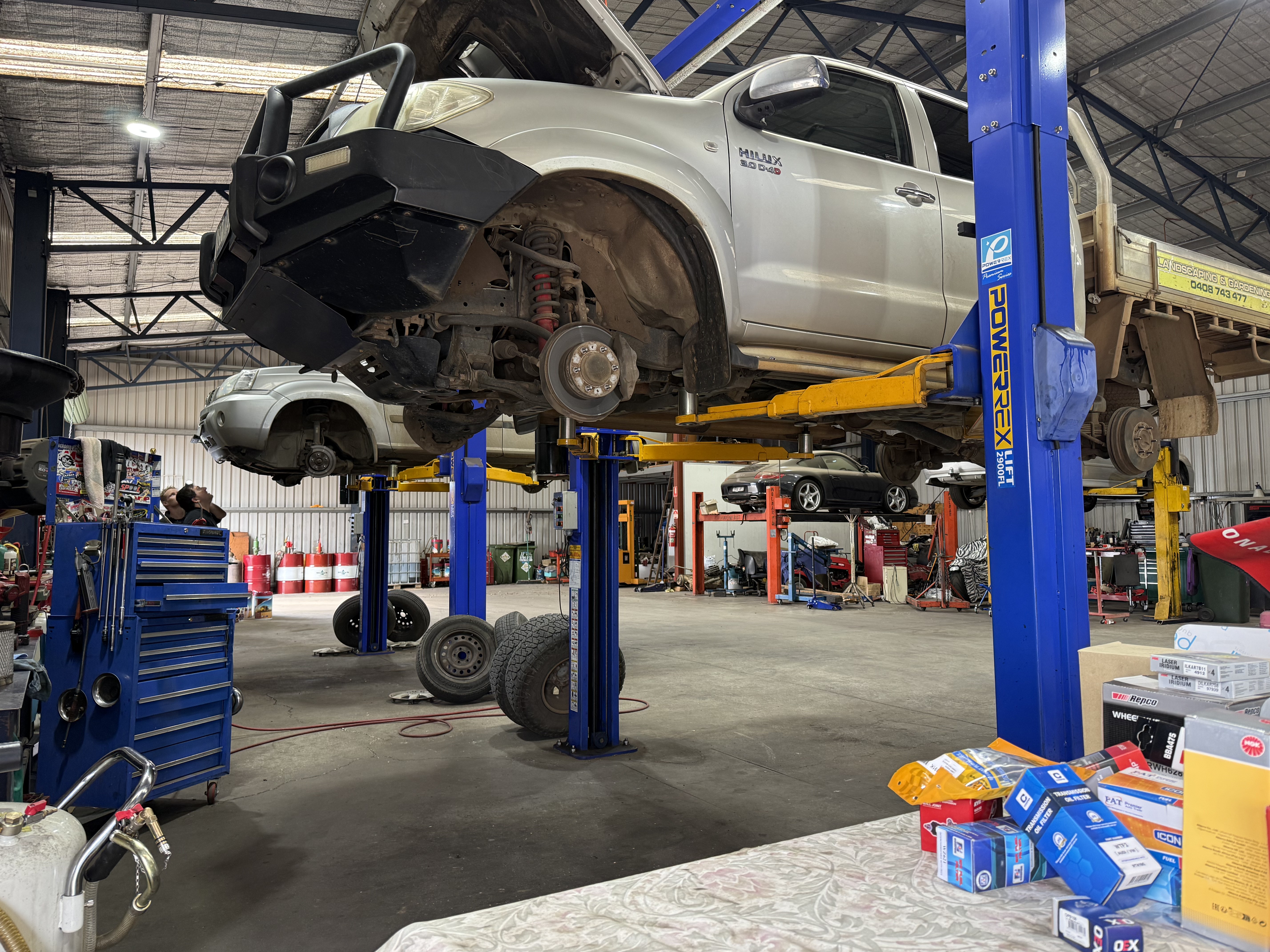Workshop bay with vehicle in for service